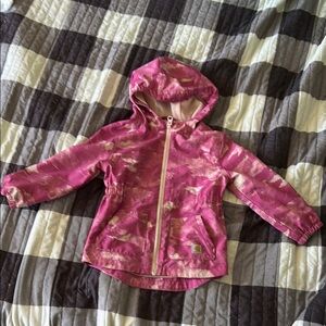 Carhartt Pink and White Hooded Raincoat with Water-Resistant Finish